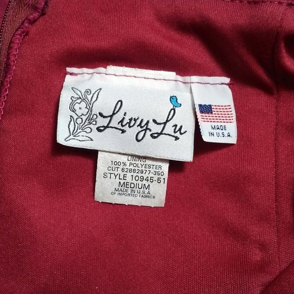 Livy Lu OU Halter Dress Crimson and Cream Medium - Picture 7 of 8